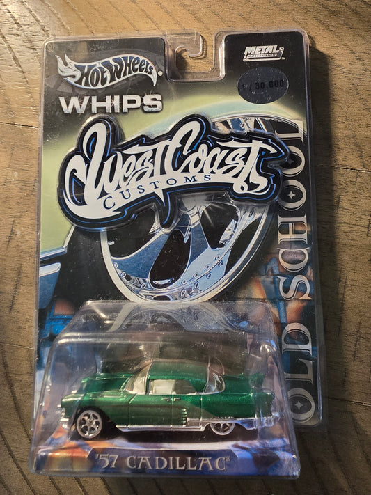 Hot Wheels Whips 57 Cadillac Green West Coast Customs 1/30000 - House of Cars Virginia