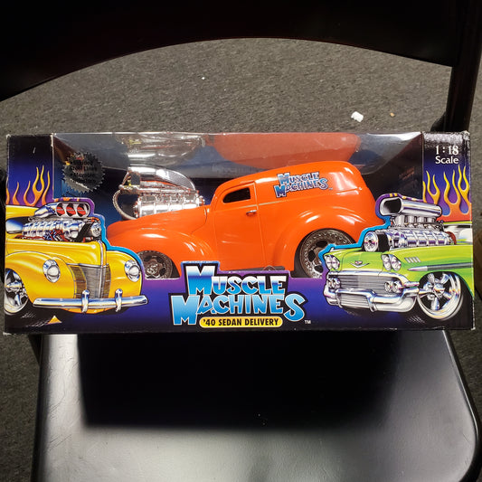 Muscle Machines 1/18 Scale - 1940 Sedan Delivery - Orange - House of Cars Virginia