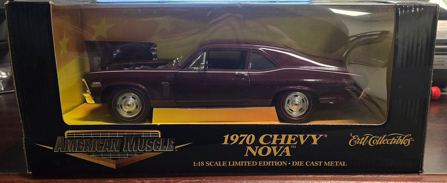 1970 CHEVY CHEVROLET NOVA 396 MAROON ERTL 1:18 American Muscle