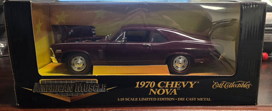 1970 CHEVY CHEVROLET NOVA 396 MAROON ERTL 1:18 American Muscle