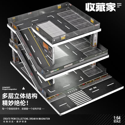 (Preorder) SHOU CANG JIA 1/64 Japanese-Style Ramp Parking Lot - Light Grey  Moreart - House of Cars Virginia