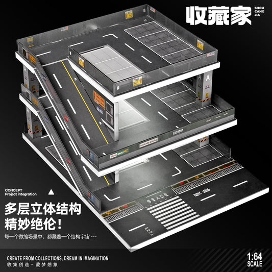 (Preorder) SHOU CANG JIA 1/64 Japanese-Style Ramp Parking Lot - Light Grey  Moreart - House of Cars Virginia