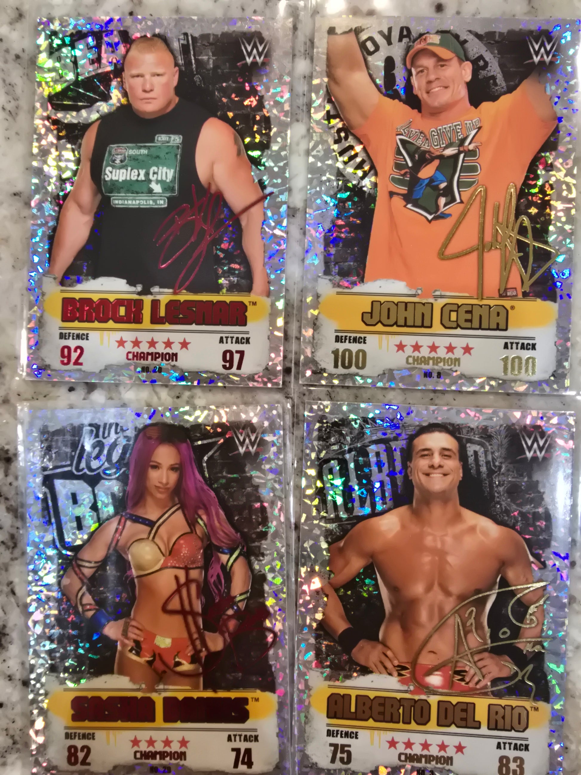 2016 Topps WWE Slam Attax Takeover 4 cards - SASHA BANKS, John Cena, del Rio Brock lesner- - House of Cars Virginia