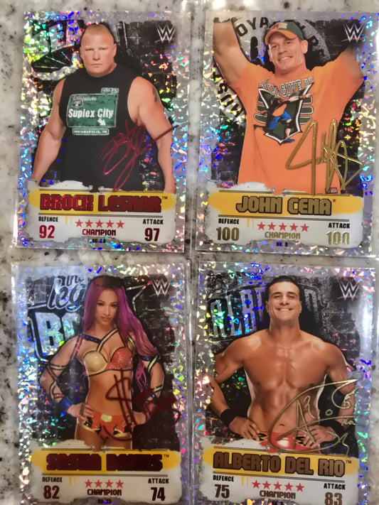 2016 Topps WWE Slam Attax Takeover 4 cards - SASHA BANKS, John Cena, del Rio Brock lesner- - House of Cars Virginia
