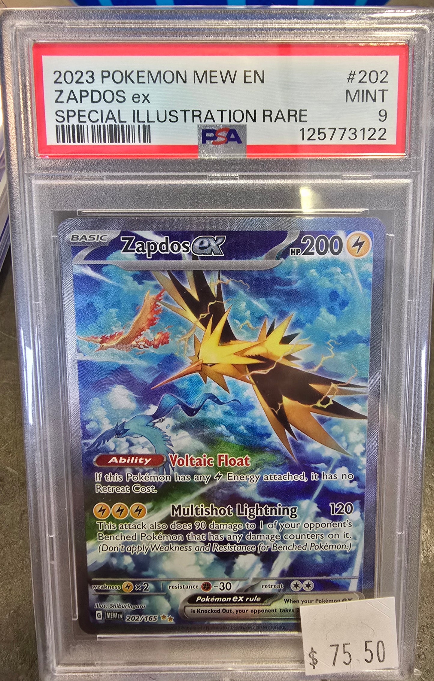2023 Pokemon Mew En Zapdos EX #202 Special Illustration Rare PSA Mint 9