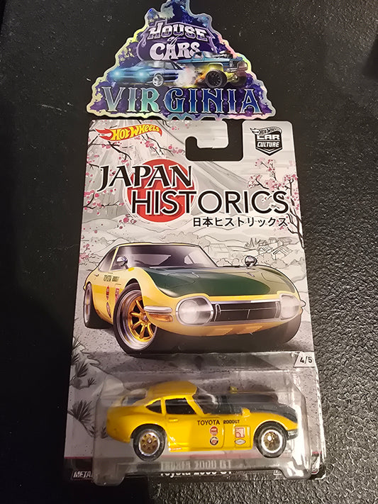 Hot Wheels Car Culture Japan Historics 1 Toyota 2000 GT Yellow Green Real Rider * - House of Cars Virginia