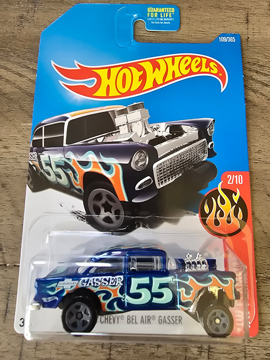 2017 Hot Wheels '55 Chevy Bel Air Gasser #109 Metalflake Blue - House of Cars Virginia