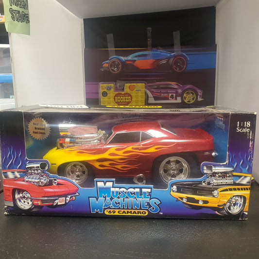 Muscle Machines 1:18 '69 Camaro - Red with Flames - House of Cars Virginia