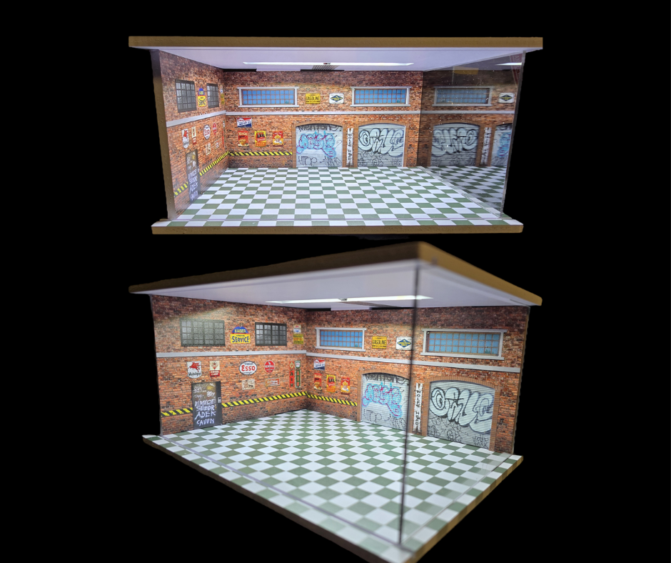 MoreArt 1/64 Car Repair Shop C Lighting Edition Scene Diorama