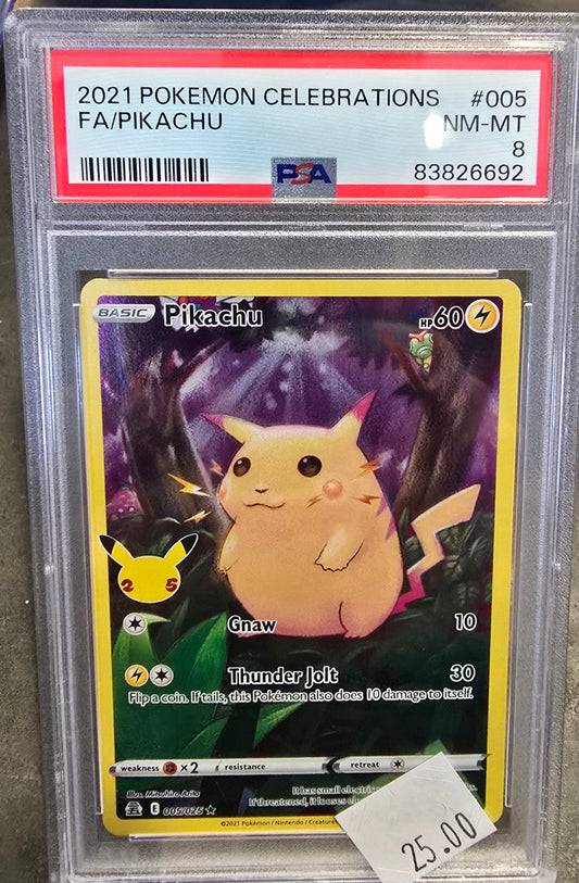 2021 Pokemon Celbrations #005 fa/Pikachu psa NM-MT 8