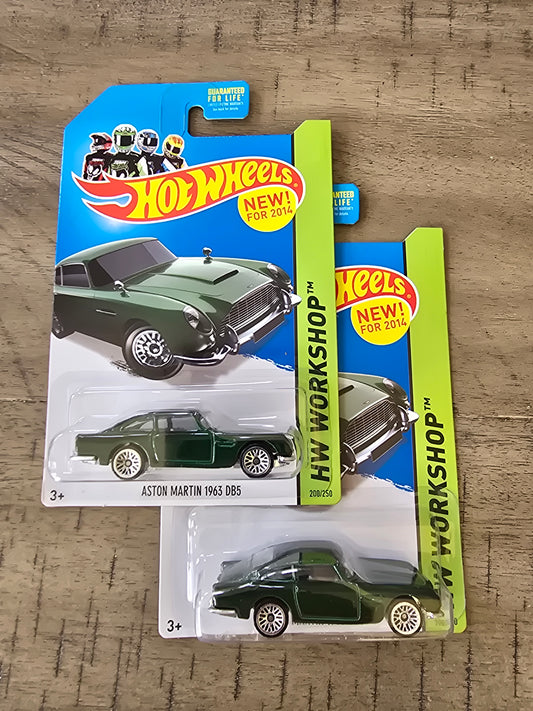 2014 Hot Wheels HW Workshop ASTON MARTIN 1963 DB5 200/250 Green Brand New x2 - House of Cars Virginia