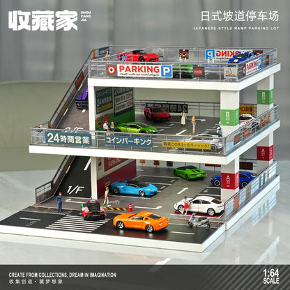 (Preorder) SHOU CANG JIA 1/64 Japanese-Style Ramp Parking Lot - Dark Green Moreart - House of Cars Virginia