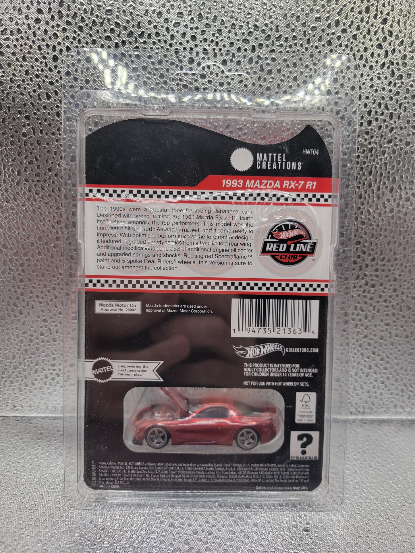 Hot Wheels Red Line Club 1993 Mazda RX-7 R1 Red Spectraflame