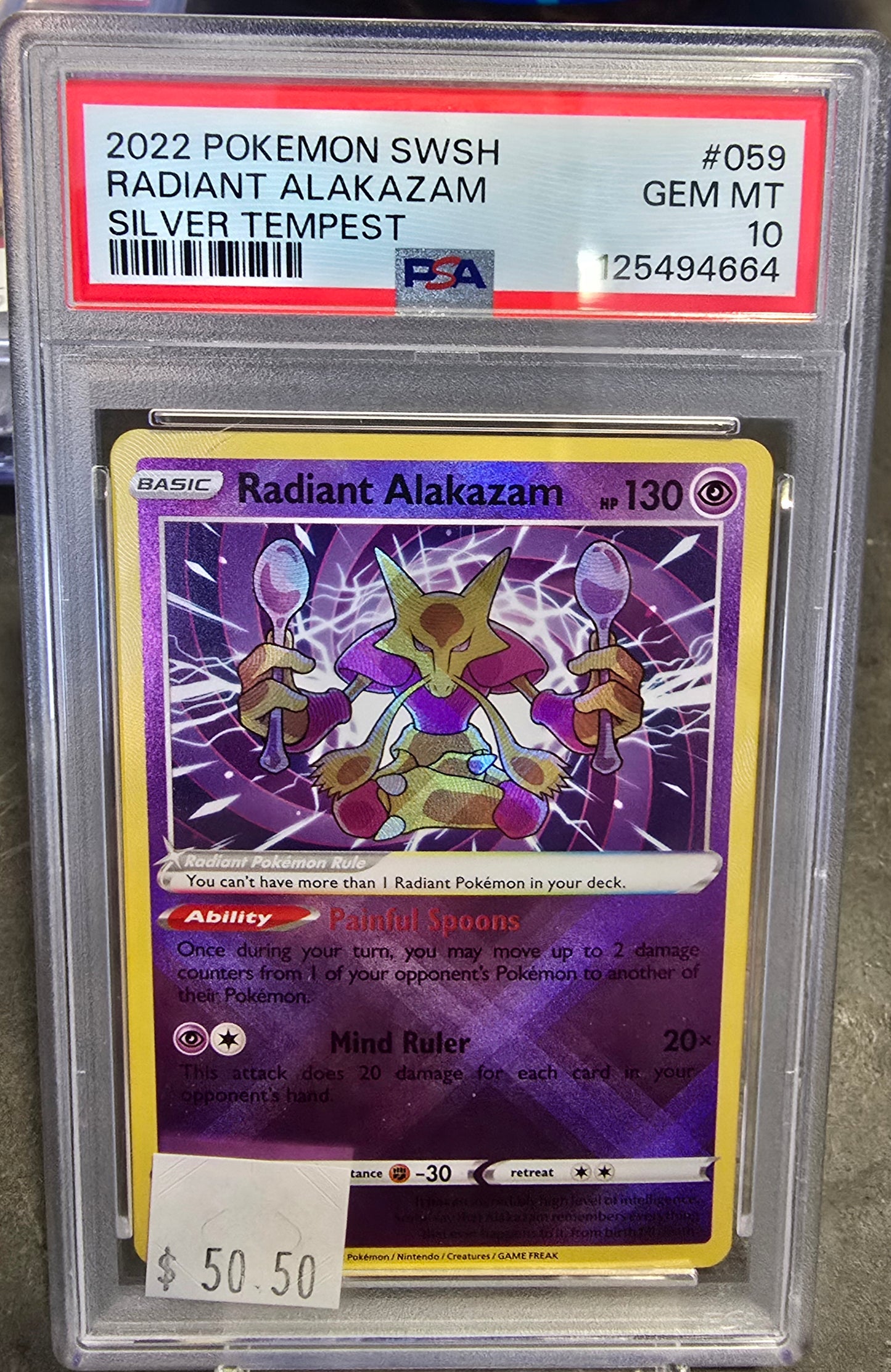 2022 Pokemon SWSH Radiant Alakazam #59 Silver Tempest PSA Gem Mint 10