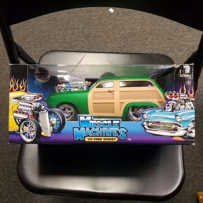 Muscle Machines 1:18 Scale Die Cast Car 1950 Ford Woody Green 032 - House of Cars Virginia