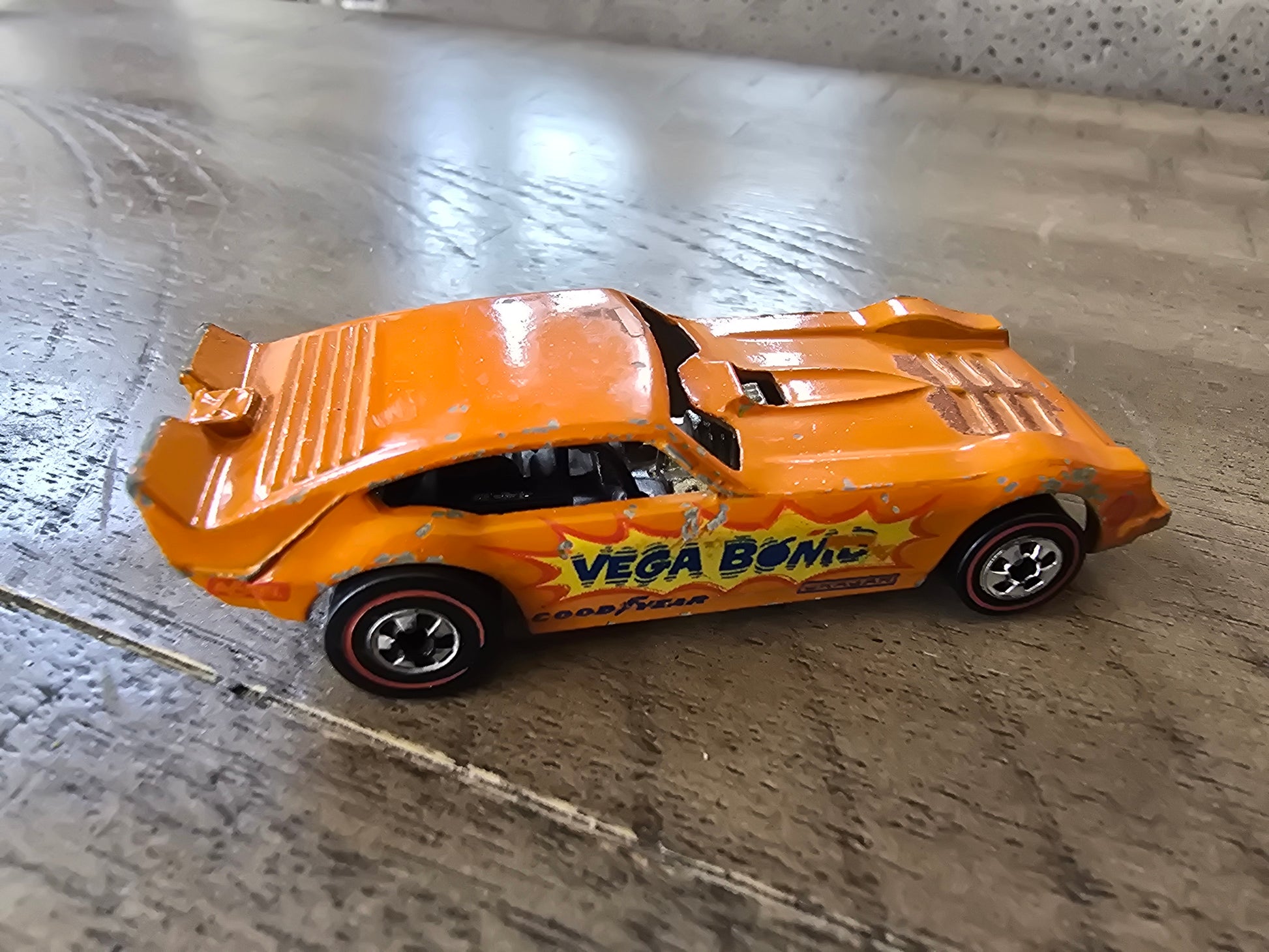Vintage Mattel 1969 Hot Wheels Redline VEGA BOMB Orange Enamel Diecast Funny Car - House of Cars Virginia