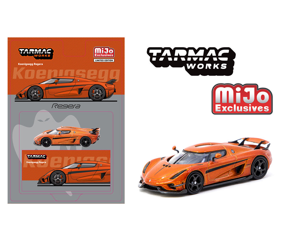 Tarmac Works 1:64 Koenigsegg Regera – Orange Metallic / Black Stripes – MiJo Exclusives