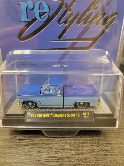 M2 Machines 1:64 1973 Chevrolet Cheyenne Super 10 Custom Re Styling – Blue – Hobby Exclusive Chase