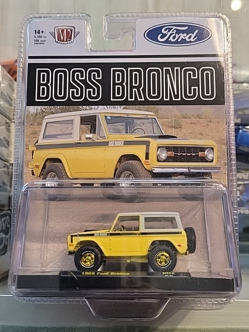 M2 1969 Ford Bronco BOSS Beige with White Top Two-Tone 31500 HS58 1/64 CHASE - House of Cars Virginia