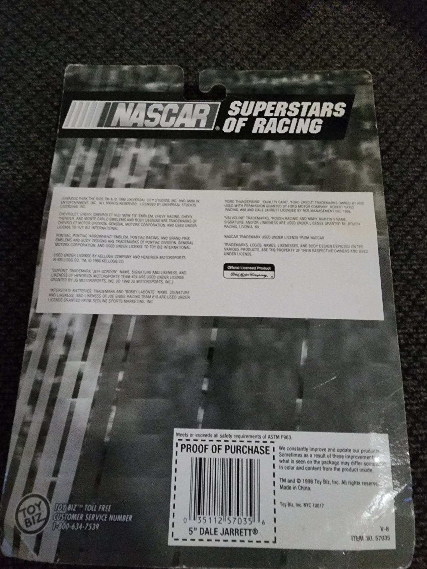NASCAR Superstars of Racing DALE JARRETT 1998 Action Figure + Collector Card! - House of Cars Virginia