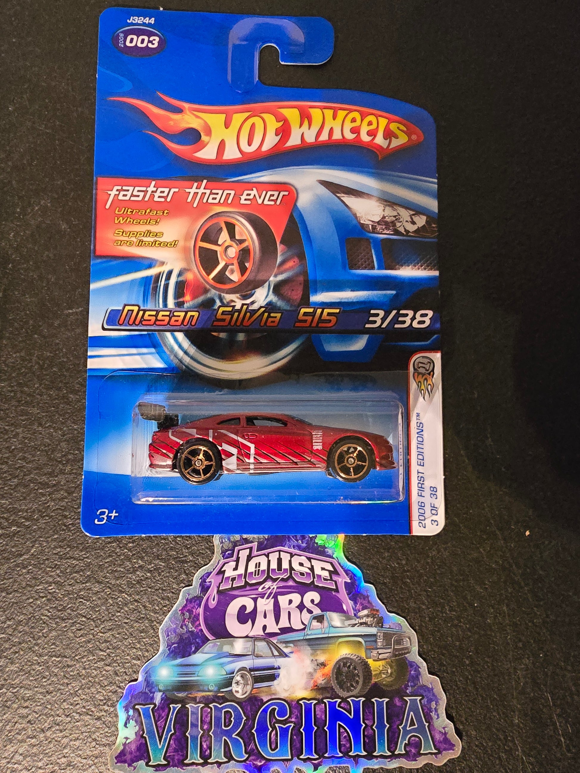 2006 Hot Wheels Faster Than Ever #3 First Editions 3/38 NISSAN SILVIA S15 Red Mainline - House of Cars Virginia