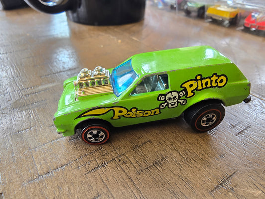 Vintage REDLINE ❤️ 1975 Hot Wheels Mattel Poison Pinto Hong Kong GREEN - House of Cars Virginia