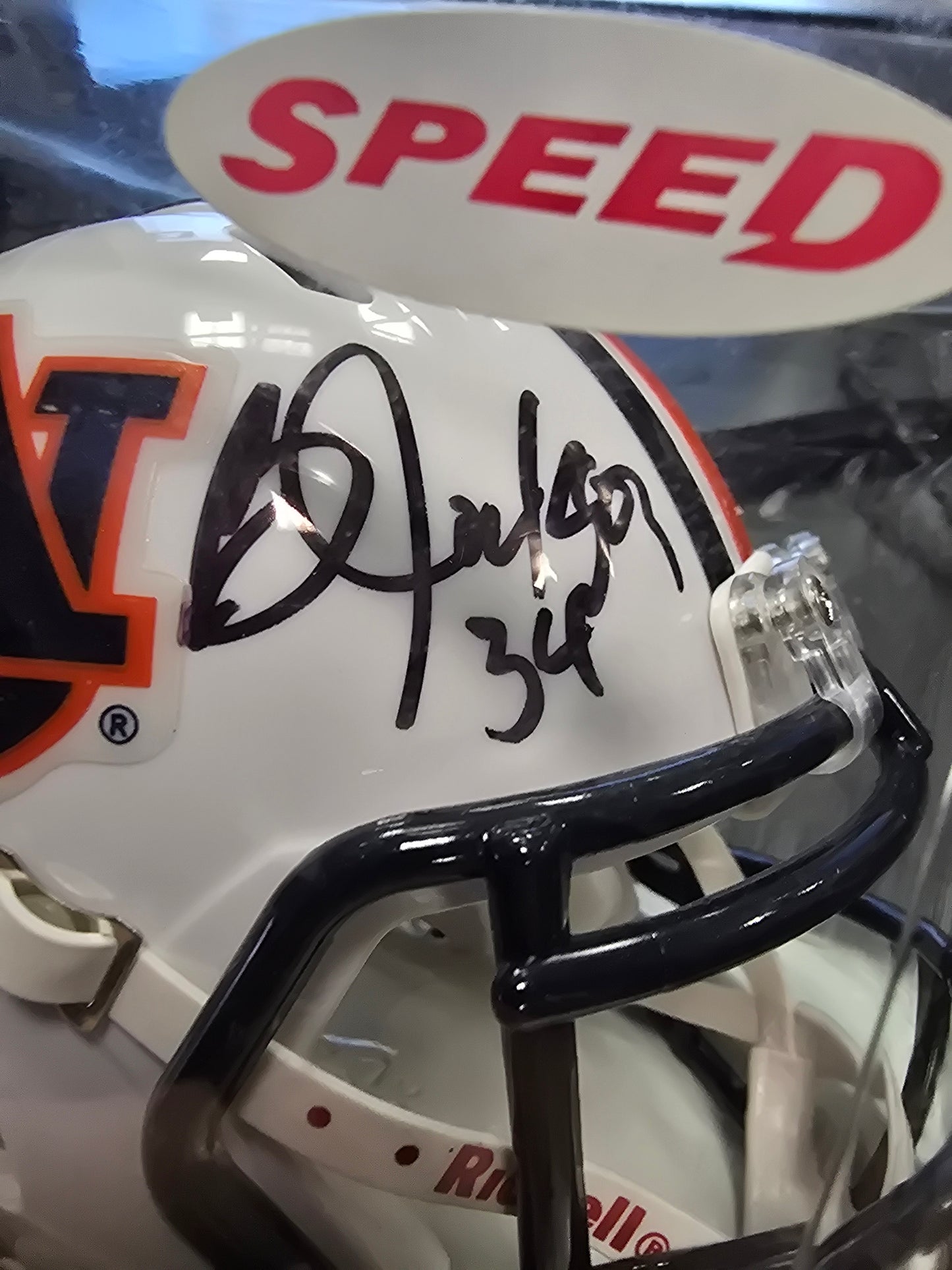 BO JACKSON AUTOGRAPHED SIGNED AUBURN TIGERS COLLEGE FOOTBALL MINI HELMET small ding in plastic - House of Cars Virginia