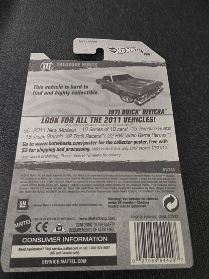 2011 Hot Wheels Treasure Hunt 1971 Buick Riviera Cinder Red 61/244 11/15 - House of Cars Virginia
