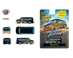(Preorder) M2 Machines 1:64 1995 Chevrolet Astro Van – Black with Flames