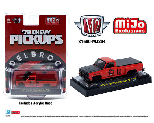 M2 Machines 1:64 1978 Chevrolet Cheyenne Super 30 Custom EDELBROCK – Red