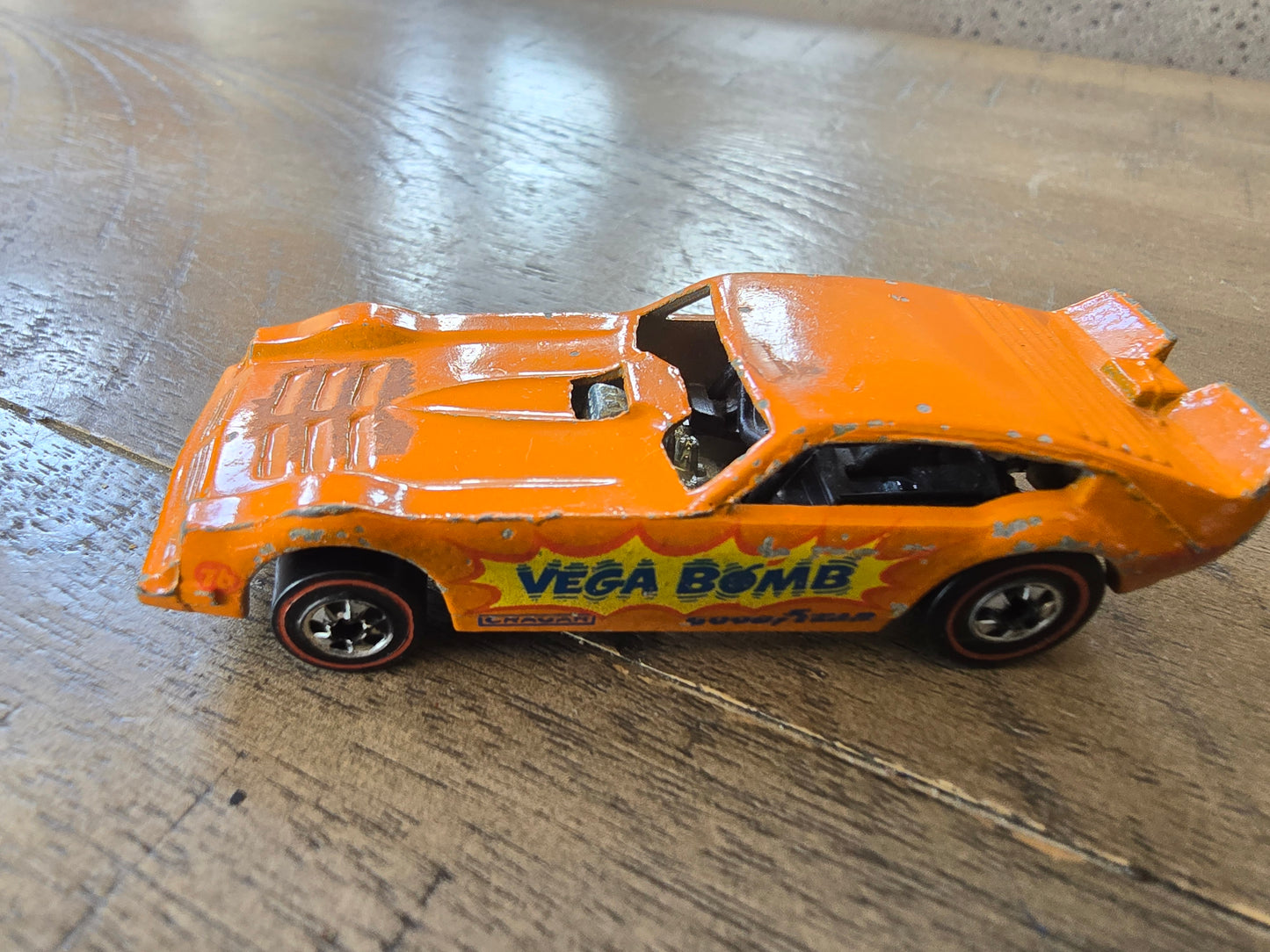 Vintage Mattel 1969 Hot Wheels Redline VEGA BOMB Orange Enamel Diecast Funny Car - House of Cars Virginia