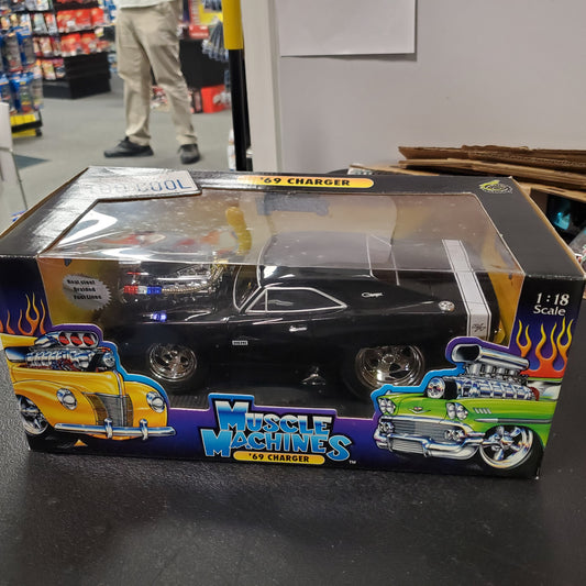 69 CHARGER RARE BLACK W/WHITE STRIPE& CHROME 1:18 MIB 039 - House of Cars Virginia