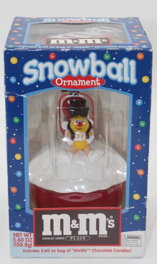 M&M's Snowball Christmas Ornament Red as Santa & Yellow as a Reindeer (no candy) - House of Cars Virginia