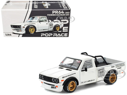DATSUN PANDEM 620 PICKUP "ROCKET BUNNY" WHITE 1/64 DIECAST BY POP RACE PR640350
