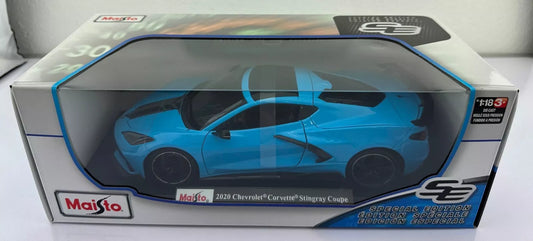 Maisto "2020 Chevrolet Corvette Stingray Coupe". Blue. Diecast. 1:18 scale. SE - House of Cars Virginia