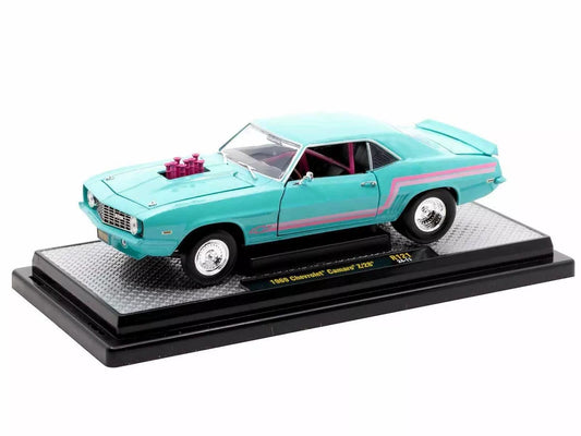 1969 Chevrolet Camaro Z/28 Light Blue with Pink Stripes Pro Street Limited 1/24 NIB - House of Cars Virginia
