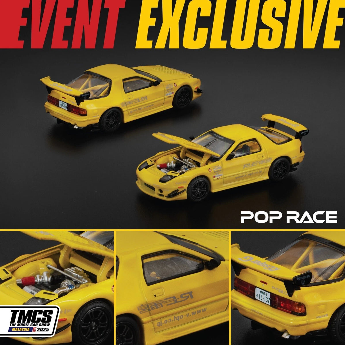 Pop Race Mazda RX7 FC3S RE-Amemiya Yellow TMCS 2025 Exclusive PR64-286 ...