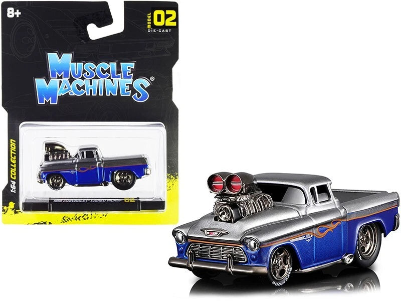 Muscle Machines 1:64 1955 Chevrolet Cameo Pickup Truck (Blue) - House of Cars Virginia