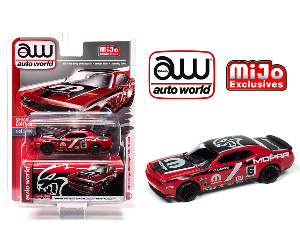 Auto World 1:64 2019 Dodge Challenger SRT Hellcat MOPAR (Red) – MiJo Exclusives - House of Cars Virginia