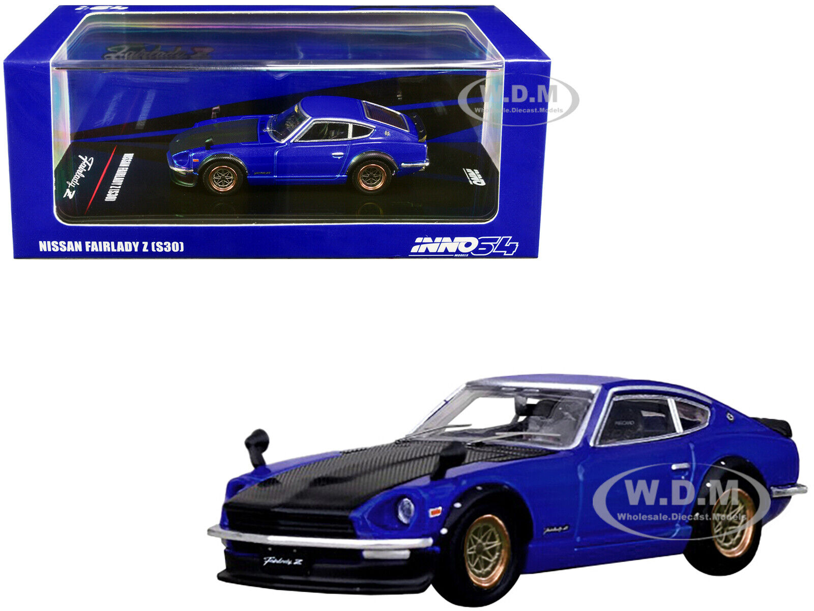 NISSAN FAIRLADY Z S30 RHD BLUE 1/64 DIECAST MODEL BY INNO MODELS IN64-240Z-BLU - House of Cars Virginia