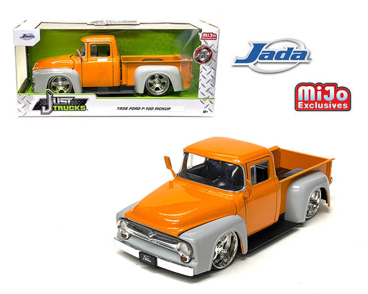 Jada 1:24 1956 Ford F-100 Custom (2-Tone Orange/Grey) – Just Trucks – MiJo Exclusives - House of Cars Virginia
