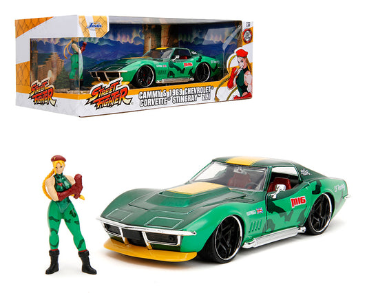 Jada 1:24 Street Fighter Cammy & 1969 Chevrolet Corvette Stingray ZL1 (Green) - House of Cars Virginia