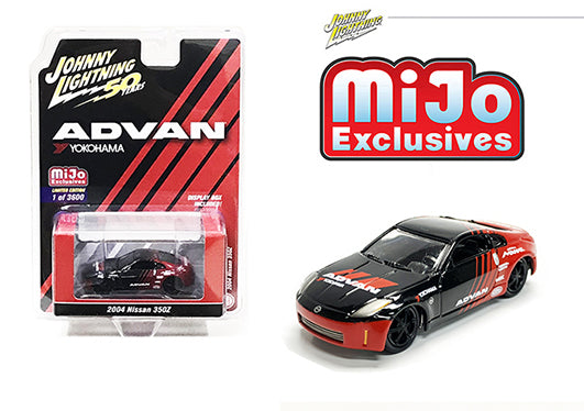 Johnny Lightning 1:64 MiJo Exclusives – 2004 Nissan 350Z Advan Yokohama (Black/Red) - House of Cars Virginia