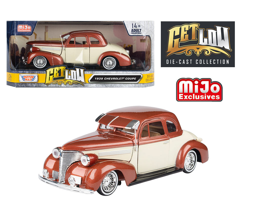Motormax 1:24 1939 Chevrolet Coupe Lowrider Two Tone Beige – Get Low – Mijo Exclusives - House of Cars Virginia