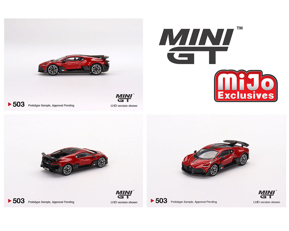 Mini GT 1:64 Bugatti Divo (Red Metallic) – MiJo Exclusives USA - House of Cars Virginia